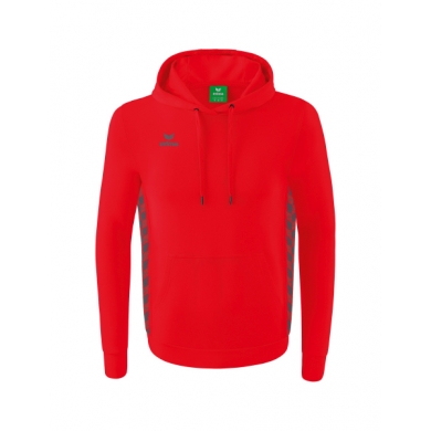 Erima Kapuzenpullover Essential Team Kapuzensweat (weiche Baumwolle, Rippbündchen) rot/grau Herren